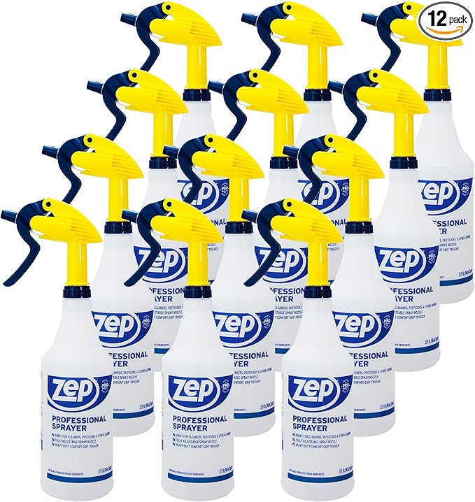 Zep Professional Sprayer Bottle - 32 oz (Case of 12) - HDPRO1 - Versatile Adjustable Nozzle Spray Bottles with a Fine Mist or Powerful Spray, Refillable for Diluted Concentrate