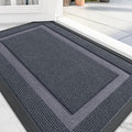 OLANLY Front Door Mat Indoor Outdoor Entrance, Waterproof All-Season, All-Weather Doormat, Sturdy Natural Rubber, Fade Resistant, Low Profile, Easy Clean Patio Porch Entryway Mat, 47x17, Light Grey