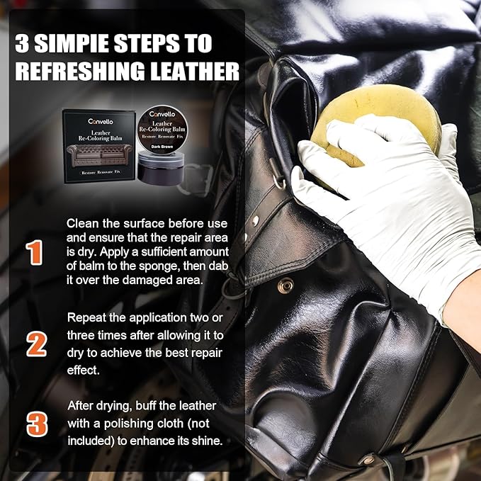 Dark Brown Leather Repair Kit, Dark Brown Leather Recoloring Balm, Leather Dye - Restore & Renew Scratch, Faded and Aged Leather & Vinyl Couches, Boots, Car Seats or Leather Furniture