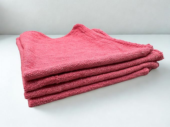 Angel-in-Armor Red Shop Towels (14”x14”) – 500 Unit Box of Lint-Free Cotton Shop Towel Cleaning Rags – Durable Shop Rags for Auto, Garage, Industrial, and Commercial Use