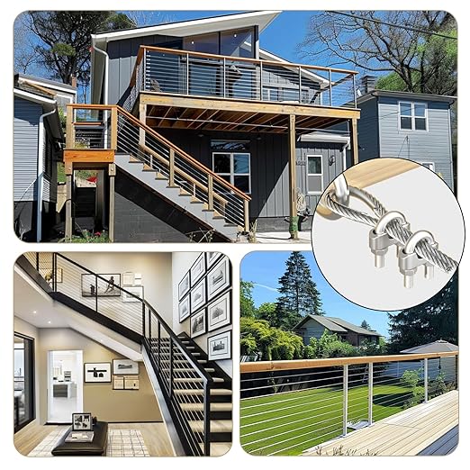 1/8" Wire Rope Kit, 100 Ft PVC Coated Steel Cable Guide Wire Tensioner Strainer Kit w/ 7×7 Strand Core Steel Wire for String Light Hanging Kit/Decking & Stair Railings/Shade Sails/Clothes Line