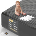 OhGeni Waterproof Mattress Protector, Mini Crib-Gray, Fitted Sheet with Stretchable Pockets, Deep Sleep Noiseless Soft. Breathable Cooling Hypoallergenic Material, Mattresses Cover for Bed
