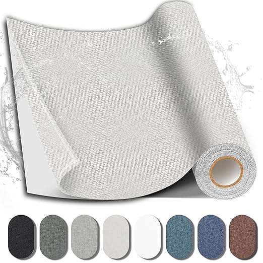 Fabric Repair Patch, 17X158 Inch Fabric Large Repair Tape, Self-Adhesive Patches for Furniture, Sofa, Car Interior, Shoes, Hand Bag, Clothing (Beige, 17X158 Inch)