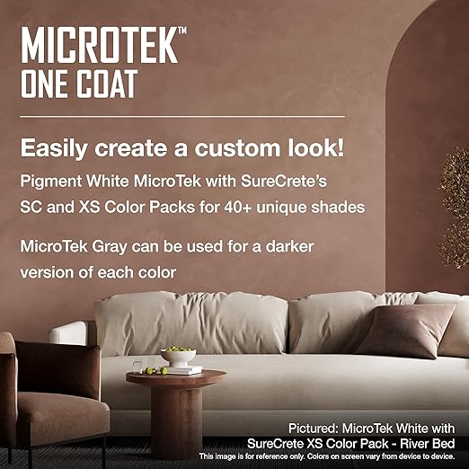 SureCrete MicroTek One Coat | Gray | 40 lb Bag | Microcement Overlay for Interior & Exterior Walls, Bathrooms, Fireplace Surrounds & Floors