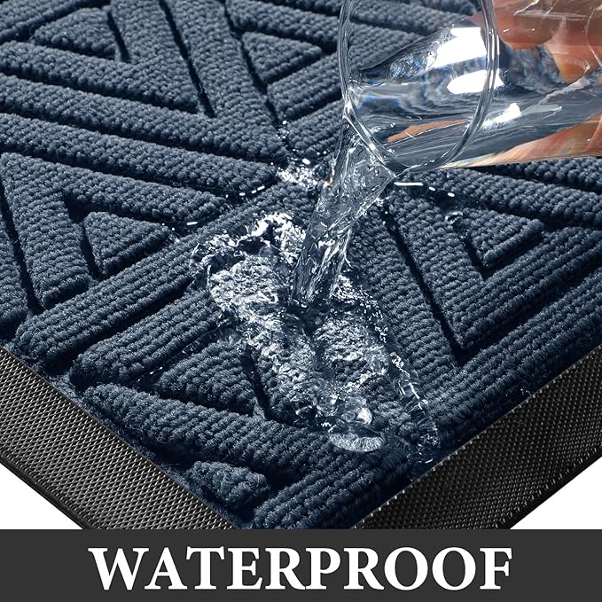 Yimobra Large Door Mat 47x32, All-Weather Waterproof Non-Slip Welcome Matt Outdoor, Heavy Duty Non Slip Doormat for Entryway for Patio and Garage Indoor, Easy Clean, Blue