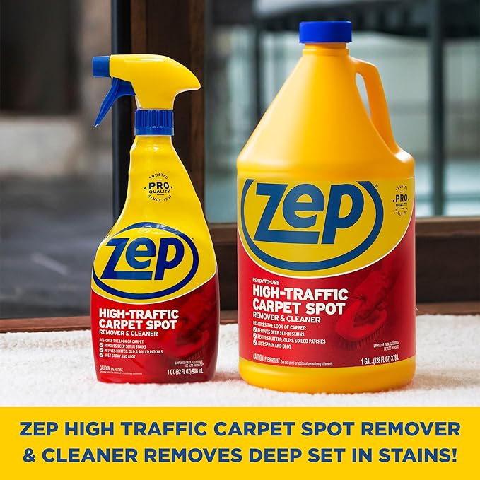 Zep High Traffic Carpet Cleaner - 1 Gallon (Case of 2) ZUHTC128 - Penetrating Formula Removes Deep Stains; Making High-Traffic Areas Look New Again
