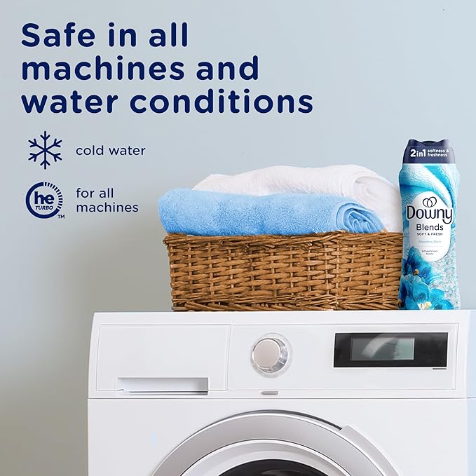 Downy Blends In-Wash Laundry Scent Booster Beads, Meadow Rain Scent, 24.5 OZ, Fabric Sottener Beads and Freshness