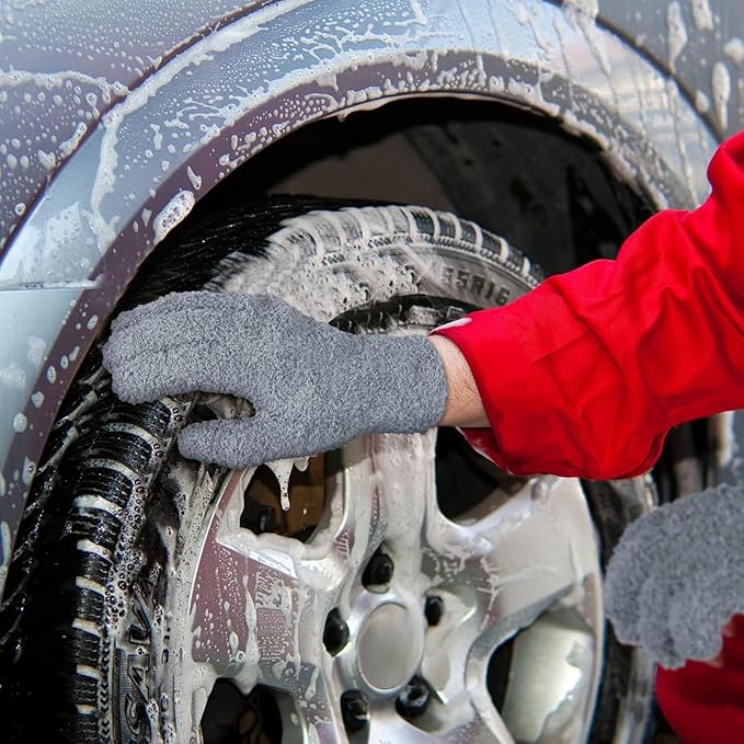 Bencailor 6 Pairs Microfiber Dusting Gloves, Dusting Cleaning Gloves Microfiber Gloves for Plants House Blinds Car Dust Mitt (Fresh Color,Large)
