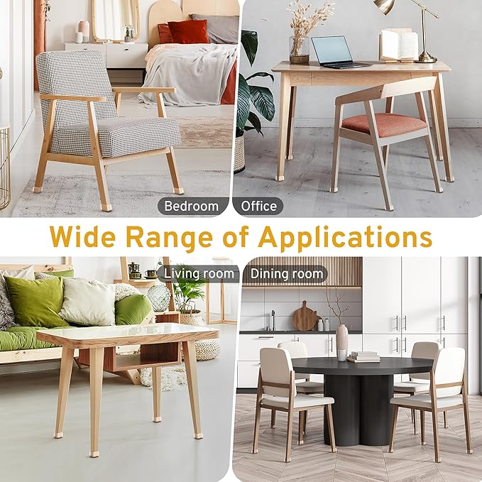 24PCS Rectangular Chair Leg Floor Protectors, Furniture Sliders, Non-Slip Felt Furniture Pads for Hardwood Floors, Silicone Cap Covers to Protect Floors,(Fit L :1.73-2.05", W: 1.34-1.65")