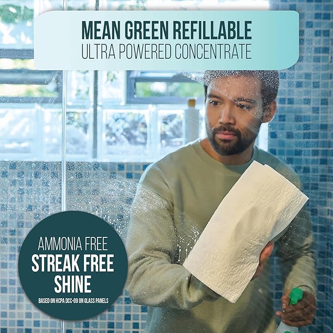 Mean Green Refillable Ultra Powered CONCENTRATE Glass Cleaner, Fresh, 14.3 Ounce 2-Pack