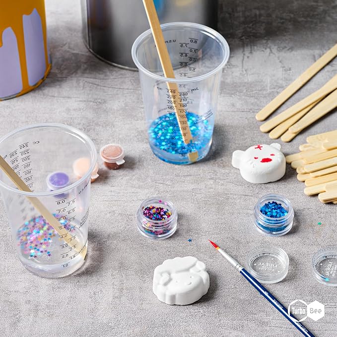 Plastic Measuring Cups 8OZ,200 PACK Disposable Mixing Cups with 200 Mixing Sticks,Paint Graduated Measuring Tumblers for Epoxy Resin, Paint Mixing, Art DIY