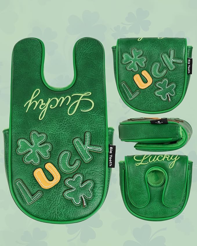 Golf Headcovers Golf Club Head Covers Four Leaf Clover Good Luck Charm - Clover Style Premium Leather Driver Fairway(FW) Wood Hybrid(UT) with Number Tags