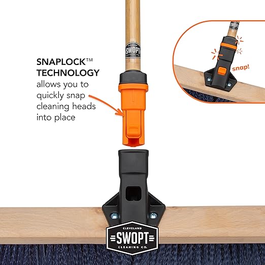 SWOPT Premium 48” EVA Foam Comfort Grip Wooden Handle – Ergonomic Design Eliminates Loose Handles —Interchangeable with All SWOPT Cleaning Products for More Efficient Cleaning and Storage