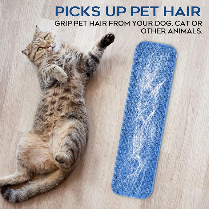 MATTHEW 18'' Microfiber Spray Mop Replacement Pads Heads for Wet Dry Reusable Mops Floor Home Commercial Cleaning Refills, Machine Washable Fits Compatible with Bona Mop&Most Spray Mops Blue (12 Pack)