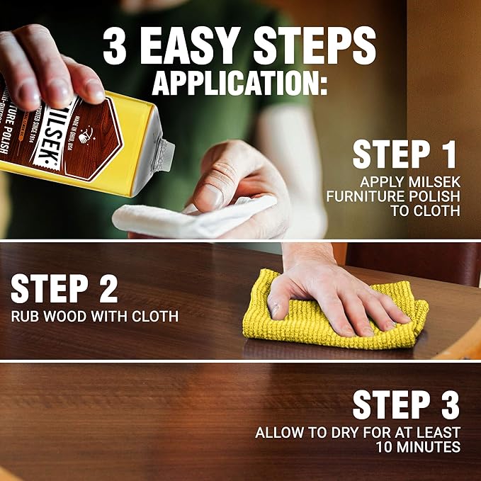 Milsek Furniture Polish and Wood Cleaner with Lemon Oil - Multipurpose Solution for Home Improvement from Hardwood Floors to Kitchen Cabinets - 12 Fl Oz (Pack of 6)