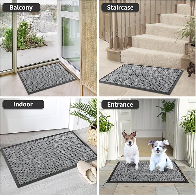 Yimobra Extra Large Door Mat Outside Entrance 60x32, Waterproof Heavy Duty Outdoor Mats for Front Door, Non Slip Rubber Entry Mat for Garage Patio, Easy Clean, Grey