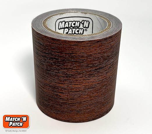 MATCH 'N PATCH Realistic Wood Grain Repair Tape - Durable Multi-Use Adhesive Tape for Furniture, Floors, Cabinets, Windows, Doors, RV, Home Decor & DIY Projects - Dark Walnut, 2.25 in x 15 feet