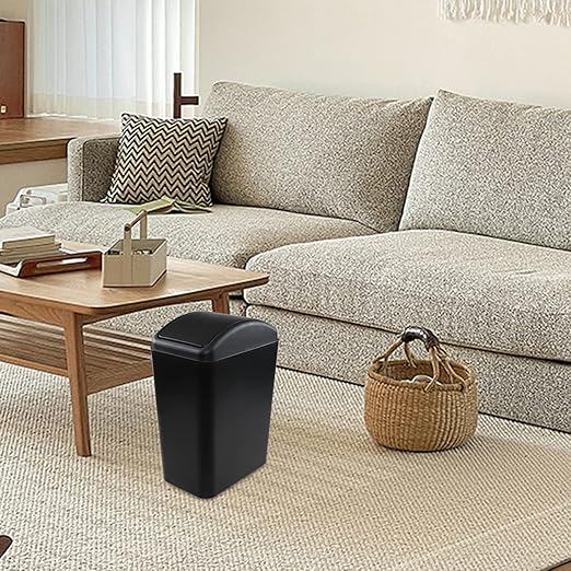 4.5 Gallon Trash Can with Swing Top Lid, Plastic Garbage Bin with Lid, Black, 3-Pack