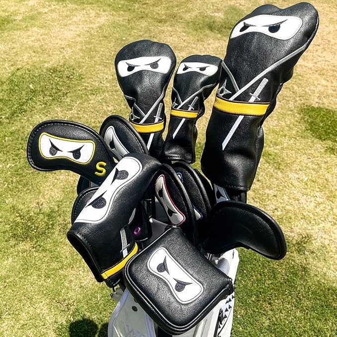 Premium Leather Golf Club Iron Covers - 10pcs/Set Wedge & Iron Headcovers with Velcro Closure