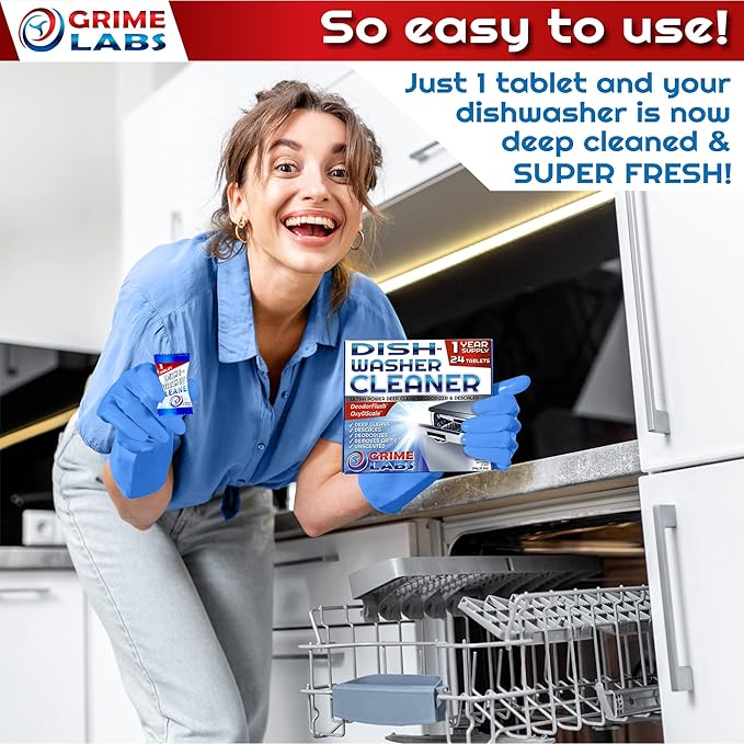 Dishwasher Cleaner Deodorizer Descaler Tablets, 24 pack Heavy Duty Deep Clean and Natural Limescale Remover, Dish Washer Cleaner Machine Pods, 12 Months Supply