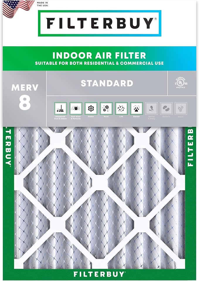 Filterbuy 25x29x4 Air Filter MERV 8 (MPR 700) Dust Defense Replacement (1-Pack), Electrostatic Pleated HVAC AC Furnace Filters, Made in USA (Actual Size: 24.38 x 28.38 x 3.63)