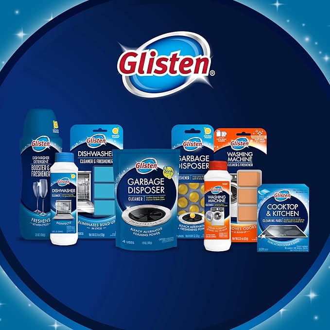 Glisten Dishwasher Cleaner, Removes Limescale, Rust, Buildup, and Grease, Lemon Scent, 12 Ounce Bottle, 6-Pack