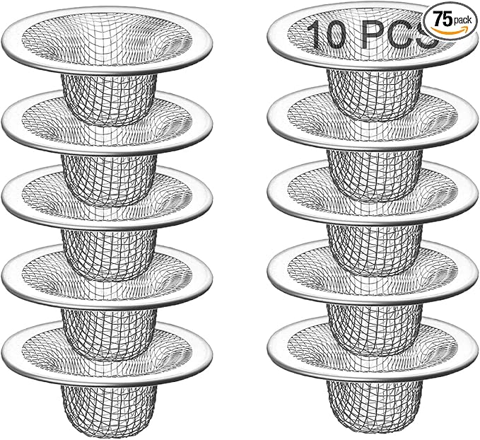 10PCS Mesh Sink Drain Strainer Bathroom, 2.75" Stainless Steel Slop Basket Filter Trap Hair Catcher, Tub Drain Screen Filter Cover Mesh Bathroom Bathtub RV Laundry Lavatory Balcony Utility