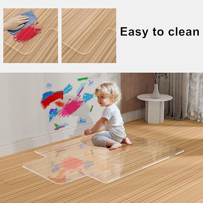 Beveled Edge Irregular Office Chair Mat with Lip for Carpet or Hardwood Floor Crystal Clear 36" x 48" Smooth Glide and Easy Roll On/Off, Heavy Duty and Non-Slip Pad Floor Chair Mat with Lip