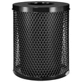 Global Industrial Outdoor Diamond Steel Trash Can with Flat Lid and Plastic Liner, 36 Gallon Capacity, Black, Thermoplastic Coating, 23-1/2" Diameter, 30" H