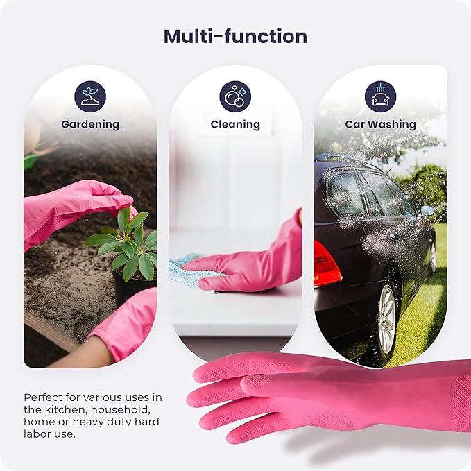 FMP Brands 3/6/12/60 Pairs Cleaning Gloves, Waterproof Rubber Gloves for Washing Dishes, Non-Slip Latex Dishwashing Gloves