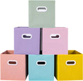 Stero Fabric Storage Cubes Bins, 13 inch Fun Colored Foldable Storage Baskets with Dual Plastic Handle for Home, Kids Room, Closet and Toys Organization, Multi Colored, Set of 6
