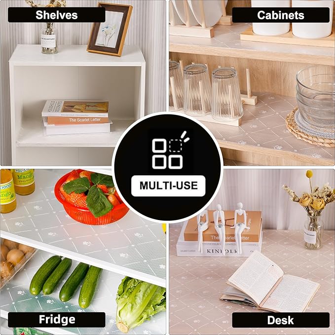 INNOLITES Shelf Liners for Kitchen Cabinets, Non Adhesive Drawer Cabinet Liner, Waterproof Oil-Proof Non-Slip Shelf Liner for Kitchen Pantry Refrigerator 11.8" x 236"