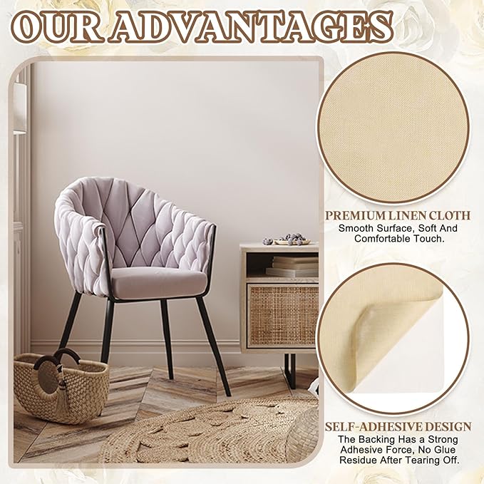 PATIKIL Linen Repair Patch, 8 x 11 Inch Self-Adhesive Linen Fabric Repair Patches for Sofa Couch Clothes Handbag Tents Car Seats Furniture, Light Beige