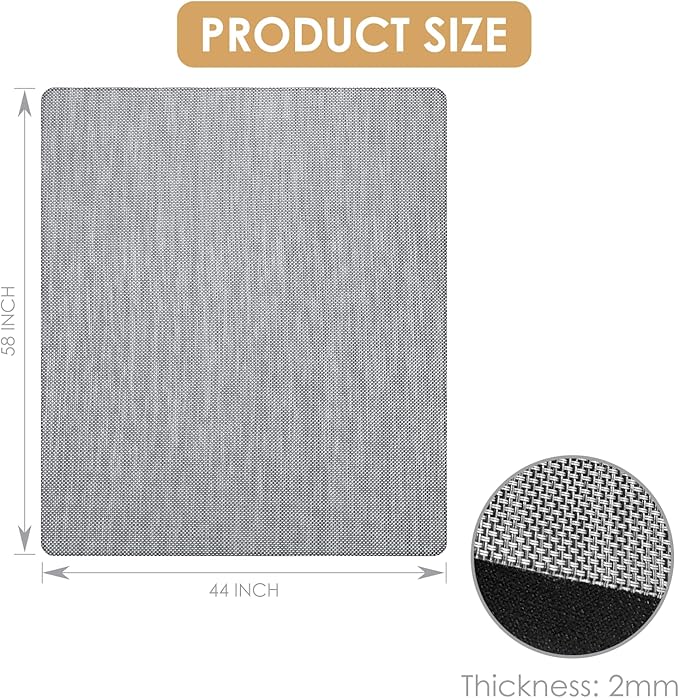Kuyal Office Chair Mat for Hardwood Floor, 44" x58" Heavy Duty Desk Chair Mat for Office & Home, Anti Slip, Non-Curve Computer Chair Protector Mat, Light Gray