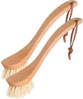 REDECKER Curved Dish Brush - Natural Tampico Fiber Bristles, Ergonomic Design with Oiled Beechwood Handle 9-1/4 inches, Set of 2 - Natural Bristle Kitchen Brush with Handle, Made in Germany