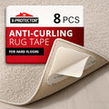 X-Protector Rug Tape - 8 Pcs Set - White Anti-Slip & Anti-Curling Carpet Tape for Hard Floors - Premium Rug Pad Gripper - Ideal Carpet Corner Grippers to Keep Your Carpet in Place & Make Corners Flat