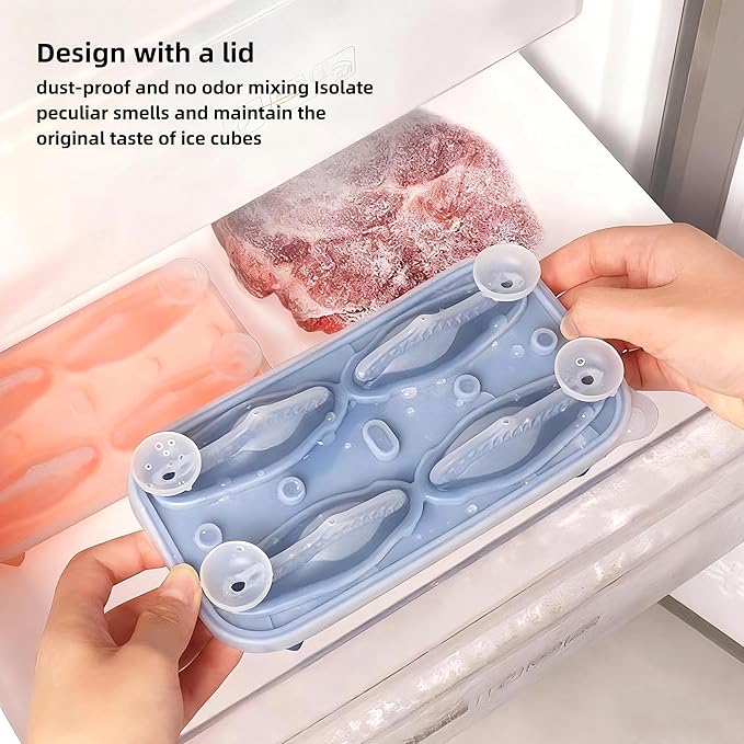 7.48inch Newly Upgraded 4-grid 3D Dinosaur Ice Tray and Covered Silicone Ice Tray, Suitable for Bars, Outdoor and Home Use (1, yellow)