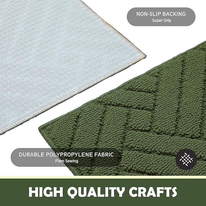 Door Mat Indoor Doormat, Entryway Rug Door Mats Non-Slip Rubber Backing, Low-Profile Entrance Rugs, Absorbent Resist Dirt Doormats Washable Floor Door mat for Entryway,Green 20"x31.5"