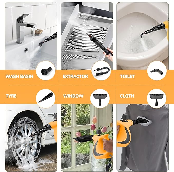 Spurgehom Handheld Steam Cleaner, Portable Steamer with Large Capacity,11-Piece Accessory Set for Cleaning