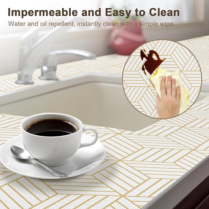OcePor Non-Adhesive Drawer and Shelf Liner 17.5IN x 20FT, Non-Slip Kitchen Cabinet Liner Non-Adhesive Thick Strong Grip Waterproof Washable 17.5" x 20'