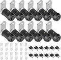 PTEROMY 12 Pack Cabinet Lock with Keys, 1-1/8'' Heavy Duty Tubular Cam Lock for RV Compartment Storage Locks, Full Set of RV Cam Locks (Black, 1-1/8'', 12 Pack)