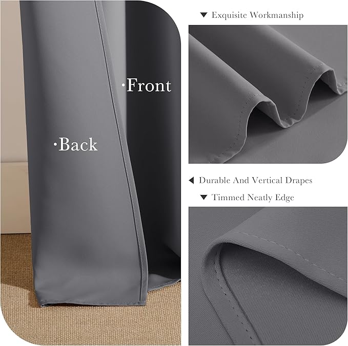 PONY DANCE Small Window Curtains for Bathroom - Short Curtains for Living Room Blackout Portable Blinds Shades for Bedroom Kitchen (Grey, 29 Wide by 30 Inches Long)