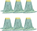 Matthew Cleaning Commercial Mop Head Replacement, 5 Inch Wide Headband, Looped End Cotton Blend String Wet Mops for Floor Cleaning, 18 oz Medium, 6-Pack Green