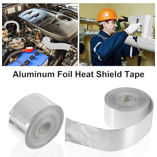 Zonon 2 Rolls Aluminum Foil Tape Heat Shield Tape Barrier Adhesive Reflective Fiberglass Thermal Insulation Reflective Material High Temp Protection(Silver,2 Inch X 100 ft)