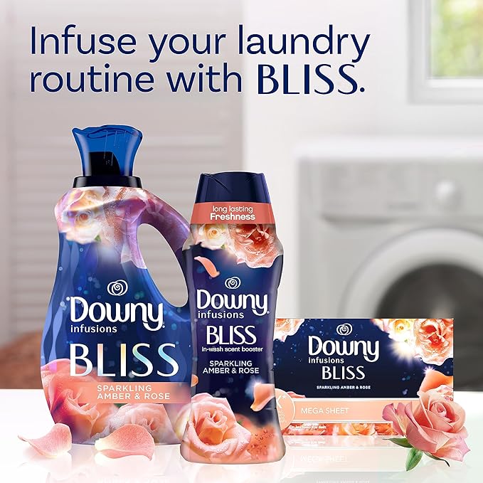 Downy Infusions In-Wash Laundry Scent Booster Beads, BLISS, Sparkling Amber and Rose, 18.2 oz