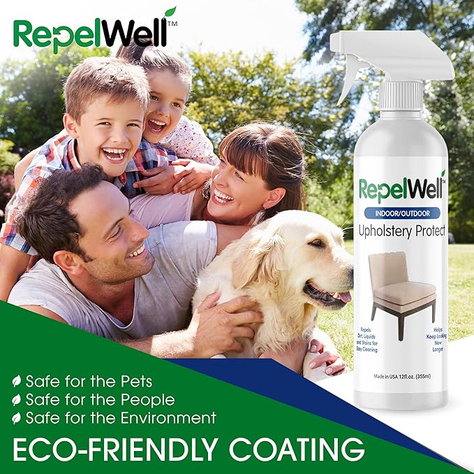 Upholstery Protect Stain & Water Repellent Spray (12oz) Eco-Friendly, Pet-Safe Spray Keeps Your Fabric, Leather & Suede Upholstery Looking Like New