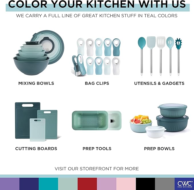 COOK WITH COLOR Bag Clips - Heavy Duty Chip Clip and Refrigerator Magnet Clips for Food Storage with Air Tight Seal Grip, Teal, Pack of 8