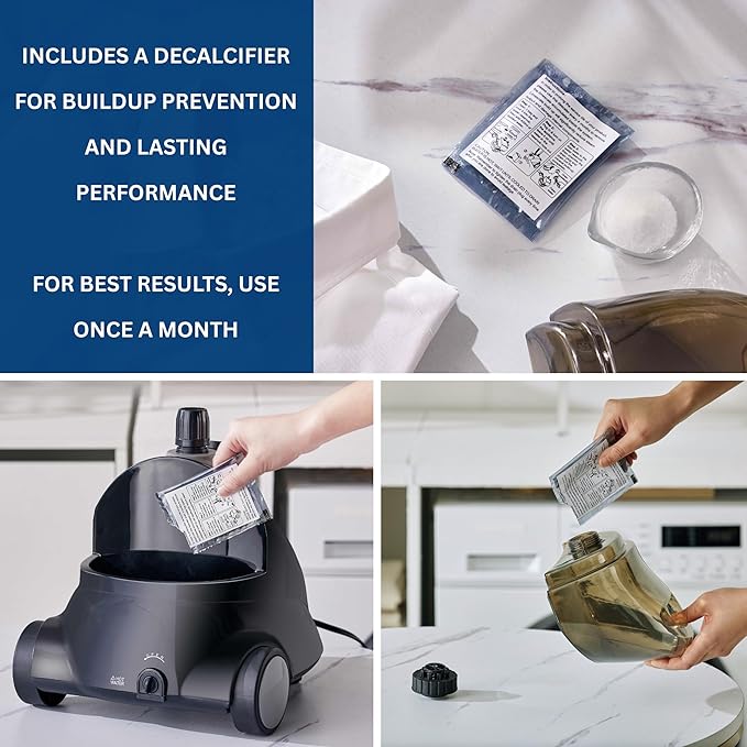 SALAV GS18-DJ Standing Garment Steamer with Smart Auto-Off, Wheels for Easy Movement, 1.8L Water Tank for 1hr Continuous Steaming, Adjustable Pole for Storage, with Descaler Packet, 1500 watts