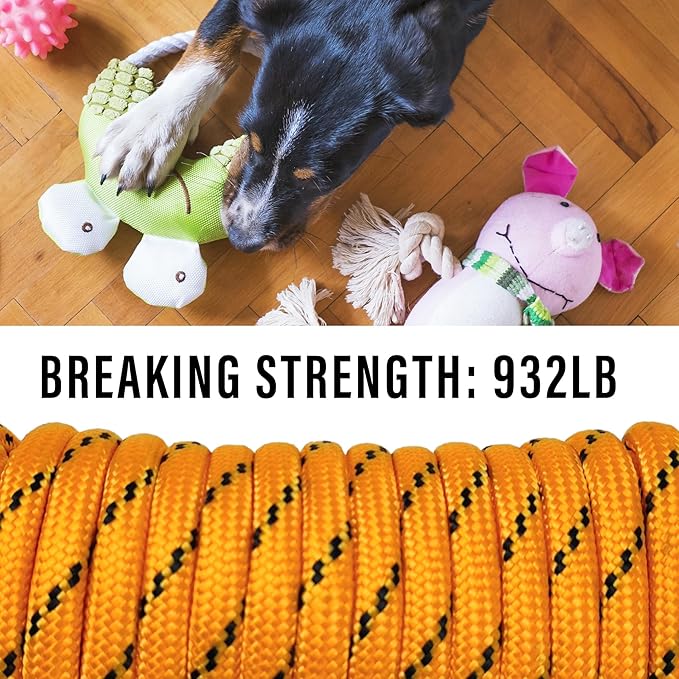 Diamond Braided Polypropylene Rope Nylon Rope Mix Thick Heavy Duty Ropes 3/8'' 100ft High Strength Perfect for Clothesrope Camping Hiking and Other Outdoor Activities Orange