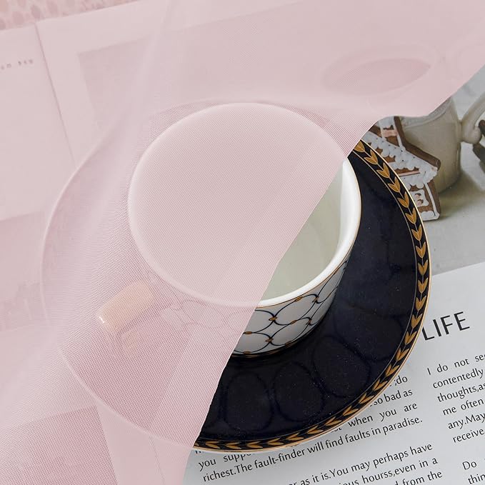 Chyhomenyc Blush Pink Sheer Curtains 84 Inches Long 2 Panels Set - Light Filtering Pink Curtains for Living Room, Soft Rod Pocket Bedroom Window Drapes, 42Wx84L inch, 2PCS